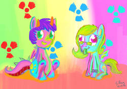 Size: 1817x1280 | Tagged: safe, artist:goldenpansy, oc, oc only, fauvism, ionizing radiation warning symbol, painting, radioactive