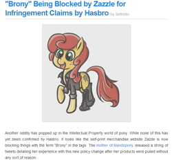 Size: 645x599 | Tagged: safe, derpibooru import, brony copyright drama, cease and desist, drama, equestria daily, op is trying to start shit, solo, zazzle