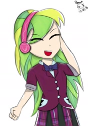 Size: 1500x2134 | Tagged: safe, artist:goldenstorm21, lemon zest, equestria girls, clothes, crystal prep academy uniform, eyes closed, school uniform, simple background, solo