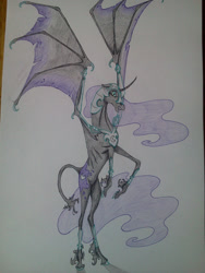 Size: 1536x2048 | Tagged: safe, artist:wolfling12, nightmare moon, alicorn, pony, female, horn, mare, solo, traditional art