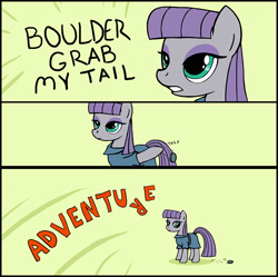 Size: 679x675 | Tagged: safe, artist:zoarvek, derpibooru import, boulder (pet), maud pie, comic, dialogue, grab my meme, meme, solo