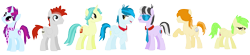 Size: 2239x492 | Tagged: safe, artist:pdorothynics, derpibooru import, brawly beats, cherry crash, crimson napalm, mystery mint, ringo, thunderbass, valhallen, equestria girls, background human, equestria girls ponified, ponified