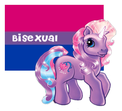 Size: 308x281 | Tagged: safe, derpibooru import, lily lightly, g3, bisexual pride flag, bisexuality, flag, lgbt, pride, pride ponies, solo