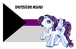 Size: 441x285 | Tagged: safe, derpibooru import, cloud climber, g3, demisexual, flag, pride ponies, sexuality labels, solo