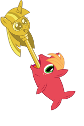 Size: 1000x1500 | Tagged: safe, big macintosh, filli vanilli, big mac's big mouth, big mackerel, crossing the memes, exploitable meme, meme, solo, species swap, twilight scepter