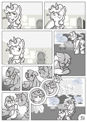 Size: 877x1240 | Tagged: safe, artist:rannva, derpibooru import, dinky hooves, ponet, comic, grayscale, high hopes, monochrome