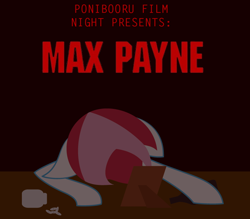 Size: 800x700 | Tagged: safe, artist:daisyhead, oc, oc only, oc:flicker, crossover, max payne, pills, ponibooru film night, solo