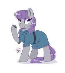 Size: 1280x1440 | Tagged: safe, artist:notenoughapples, boulder (pet), maud pie, looking at you, solo