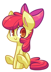 Size: 698x1000 | Tagged: safe, artist:looji, derpibooru import, apple bloom, adorabloom, cute, looking at you, simple background, sitting, smiling, solo, transparent background