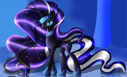 Size: 3300x2000 | Tagged: safe, artist:mrbrunoh1, derpibooru import, nightmare rarity, pony, unicorn, female, mare, smiling, solo