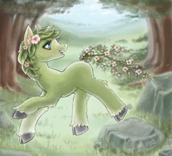 Size: 941x850 | Tagged: safe, artist:mcponyponypony, derpibooru import, oc, oc only, oc:laurel, cloven hooves, solo, tree, tree pony, unshorn fetlocks