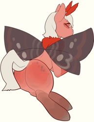 Size: 1185x1534 | Tagged: artist needed, safe, oc, oc only, oc:cinnamon sticks, mothpony, original species, drawthread, plot, solo