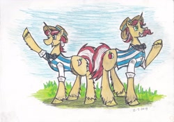 Size: 3484x2448 | Tagged: safe, artist:zubias, derpibooru import, flam, flim, pony, unicorn, flim flam brothers, male, stallion, traditional art