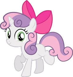 Size: 5704x6000 | Tagged: safe, artist:medio-cre, sweetie belle, somepony to watch over me, absurd resolution, accessory theft, apple bloom's bow, bow, cute, diasweetes, hair bow, hnnng, simple background, solo, transparent background, vector