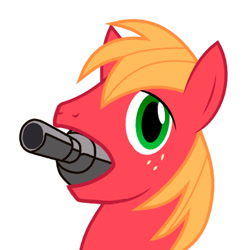 Size: 382x382 | Tagged: safe, big macintosh, earth pony, pony, filli vanilli, big mac's big mouth, cannon, exploitable meme, fullmetal alchemist, male, meme, solo, stallion