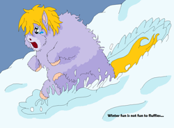 Size: 1296x956 | Tagged: safe, artist:artist-kun, derpibooru import, fluffy pony, snow, solo, winter