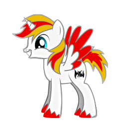 Size: 1538x1666 | Tagged: artist needed, source needed, safe, derpibooru import, oc, oc only, alicorn, pony, alicorn oc, colored hooves, colored wings, colored wingtips, grin, simple background, smiling, solo, spread wings, transparent background, wings