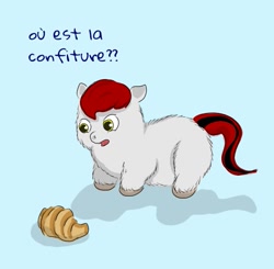 Size: 517x507 | Tagged: safe, artist:carpdime, derpibooru import, fluffy pony, croissant, french, solo