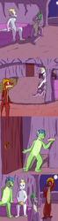 Size: 1280x4864 | Tagged: safe, artist:fuzebox, spike, oc, oc:barius, oc:mangle, oc:snort, dragon, semi-anthro, bed, bedroom, comic, pie, sitting, spike's journey, teenaged dragon, tumblr