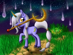 Size: 1600x1200 | Tagged: artist needed, safe, pony, unicorn, grass, league of legends, magic, ponified, solo, soraka, unshorn fetlocks