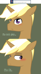 Size: 1280x2280 | Tagged: safe, artist:suenden-hund, derpibooru import, braeburn, trenderhoof, ask, bisexuality, blushing, crush, gay, male, solo, trenderhoof replies, tumblr