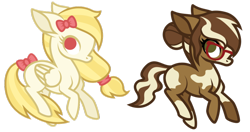 Size: 900x475 | Tagged: safe, artist:ivyhaze, oc, oc only, earth pony, pegasus, pony, bow, bun, female, glasses, mare, solo