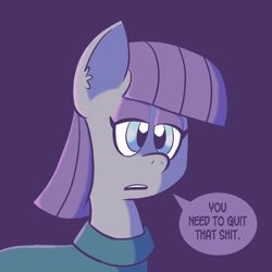 Size: 576x576 | Tagged: safe, artist:pembroke, maud pie, reaction image, serious face, solo, vulgar