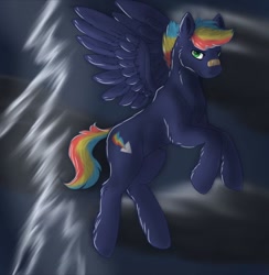 Size: 884x904 | Tagged: safe, artist:missmaple79, derpibooru import, oc, oc only, oc:prism bolt, pegasus, pony, kilalaverse, lightning, male, offspring, parent:rainbow dash, parent:soarin', parents:soarindash, solo, stallion, storm