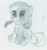 Size: 1280x1356 | Tagged: safe, artist:ratwhiskers, derpibooru import, chirpy hooves, chirpabetes, cute, monochrome, quill, sitting, solo, traditional art