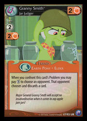 Size: 344x480 | Tagged: safe, derpibooru import, granny smith, canterlot nights, ccg, enterplay, helmet, mlp trading card game