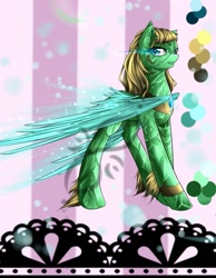 Size: 787x1014 | Tagged: safe, artist:bronymike, derpibooru import, oc, oc only, oc:jade myth, pegasus, pony, solo