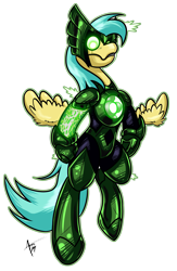 Size: 1751x2678 | Tagged: safe, artist:cynos-zilla, derpibooru import, sunshower raindrops, cyborg, alpha lantern, blackest night, crossover, dc comics, green lantern, simple background, solo, transparent background