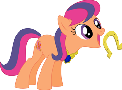Size: 1432x1062 | Tagged: safe, artist:kaylathehedgehog, scootaloo, scootaloo (g3), earth pony, pony, g3, g4, element of friendship, elements of harmony, g3 to g4, generation leap, horseshoes, jewelry, necklace, scootaloo will show us games to play, solo