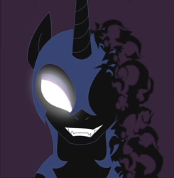 Size: 924x944 | Tagged: safe, artist:majinkamael, derpibooru import, nightmare moon, glowing eyes, solo