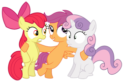 Size: 900x596 | Tagged: safe, artist:dasprid, artist:deadparrot22, derpibooru import, apple bloom, scootaloo, sweetie belle, cutie mark crusaders, simple background, transparent background, vector