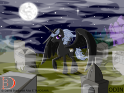 Size: 1998x1500 | Tagged: safe, artist:titanosaur, derpibooru import, oc, oc only, alicorn, pony, alicorn oc, graveyard, male, solo, stallion