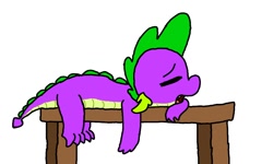 Size: 854x512 | Tagged: safe, artist:ask-labstarters, derpibooru import, spike, dragon, bench, eyes closed, poor spike, prone, sick, solo, spike-daily, tumblr