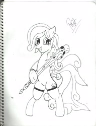 Size: 1584x2073 | Tagged: safe, artist:ironwrench93, derpibooru import, oc, oc only, pony, monochrome, ponysona, solo, traditional art