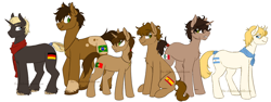Size: 1280x481 | Tagged: safe, artist:the-chibster, derpibooru import, oc, oc only, argentina, argentina is white, brazil, germany, mexico, nation ponies, ponified, portugal, spain