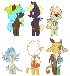 Size: 636x691 | Tagged: safe, artist:spideride, derpibooru import, oc, oc only, oc:catnip, oc:pushing daisies, anthro, bat pony, dragon, earth pony, griffon, animal crossing, apple, beanie, book, female, freckles, hat, mare