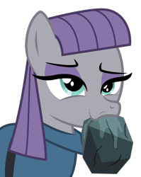 Size: 4000x5031 | Tagged: safe, artist:masem, maud pie, maud pie (episode), absurd resolution, drool, faic, mouth hold, rock, simple background, solo, that pony sure does love rocks, transparent background, vector