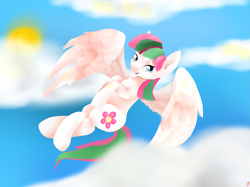 Size: 2109x1578 | Tagged: safe, artist:happy-heart-1, derpibooru import, blossomforth, pegasus, pony, female, mare, solo, wings