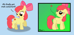 Size: 1000x474 | Tagged: safe, artist:smockhobbes, derpibooru import, apple bloom, butterfly, crying, cutie mark, fail, sad, solo