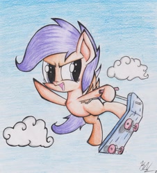 Size: 2225x2457 | Tagged: safe, artist:pelate, derpibooru import, scootaloo, scooter, solo, traditional art