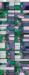 Size: 1282x3304 | Tagged: safe, derpibooru import, mane-iac, pony, comic:celestia's servant interview, antagonist, caption, comic, cs captions, female, insanity, interview, mane, mare, solo