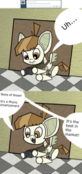 Size: 1280x2687 | Tagged: safe, artist:fillerartist, derpibooru import, featherweight, ask, camera, featherbot, featherbot answers, solo, speech bubble, tumblr