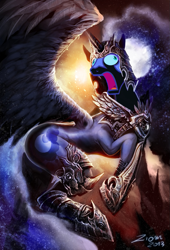 Size: 817x1200 | Tagged: safe, artist:ziom05, derpibooru import, edit, nightmare moon, d:, derp, didney worl, faic, frown, majestic as fuck, meme, moon moon, nightmare dupe, nightmare moon moon, open mouth, solo, wide eyes