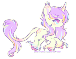 Size: 355x273 | Tagged: safe, artist:oniponii, derpibooru import, oc, oc only, classical unicorn, pony, unicorn, adoptable, curved horn, leonine tail, solo