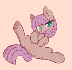 Size: 1280x1233 | Tagged: safe, artist:rarishes, maud pie, featureless crotch, go ask maud pie, heart eyes, solo, spread legs, tumblr, underhoof, wingding eyes