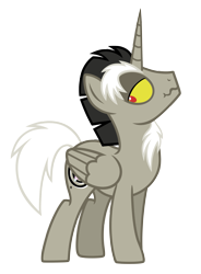 Size: 2601x3530 | Tagged: safe, artist:estories, derpibooru import, discord, alicorn, pony, :t, bedroom eyes, high res, ponified, pony discord, scrunchy face, simple background, smiling, solo, transparent background, vector, wavy mouth